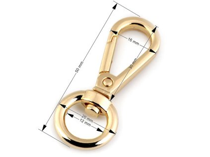Kovová karabina otočná, průvlek 12 mm (Balení 1 ks, Varianta 5 růžové zlato)