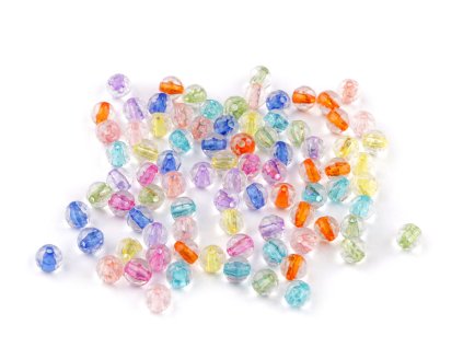 Plastové korálky ploškované, tranparentní s barevným průvlekem Ø6 mm, 8 mm (Balení 20 g, Varianta 1 (Ø6 mm) mix)
