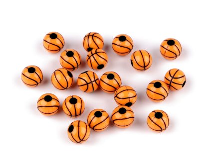 Plastové korálky basketbal Ø11 mm (Balení 20 ks, Varianta oranžová)