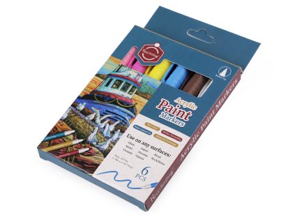 Akrylový fix / popisovač sada 6 ks, 1-2 mm (Balení 1 krab., Varianta 1 mix)