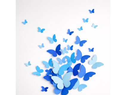 sada modrych motylku