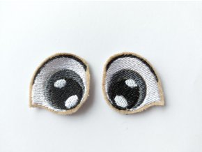 Vyšívané oči tvarované 3 cm šedé #3