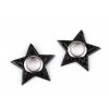 Průchodka s koženkovou hvězdou k našití, průvlek 8 mm (Balení 20 ks, Varianta 1 bílá černý nikl)