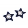 Průchodka s koženkovou hvězdou k našití, průvlek 8 mm (Balení 20 ks, Varianta 1 bílá černý nikl)