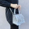 Luxusní háčkovaná kabelka- šedá s peříčky