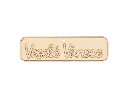 Veselé Vánoce nápis v cedulce s dírkou