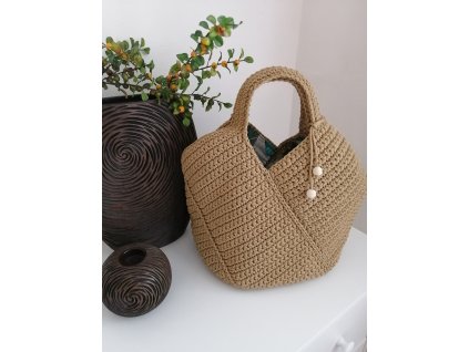 Háčkovaná SHOPPER  BAG - béžová
