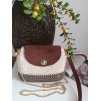 Háčkovaná kabelka s podkovou - hnědá/krémová