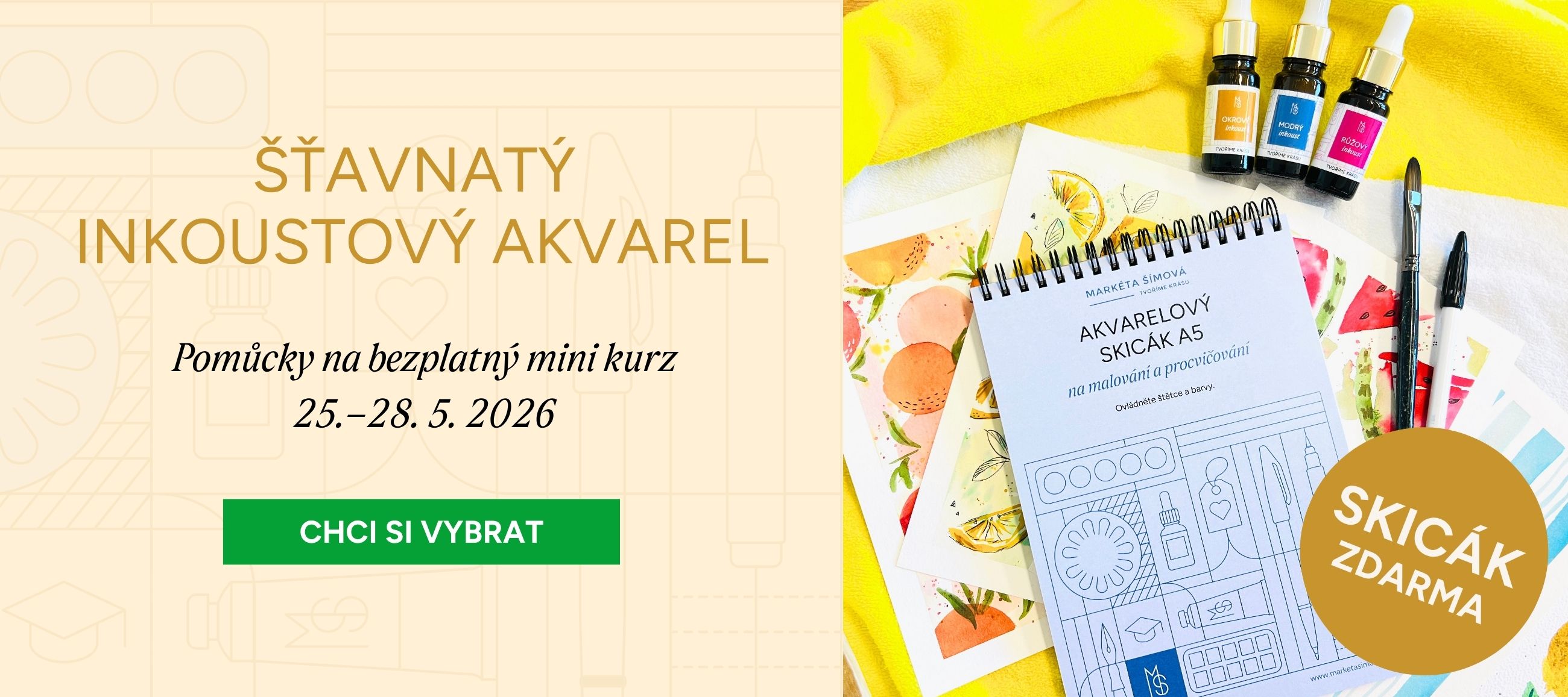 Šťavnatý inkoustový akvarel