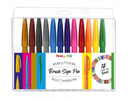Popisovače štětečkové Pentel touch SES15 12 sada 12ti odstínů Brush Sign Pen