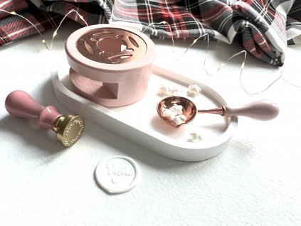 Stojánek a lžička pro pečetění sada Pink růžová