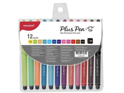 Kaligrafické fixy - linery Monami Plus Pen-S sada 12 barev