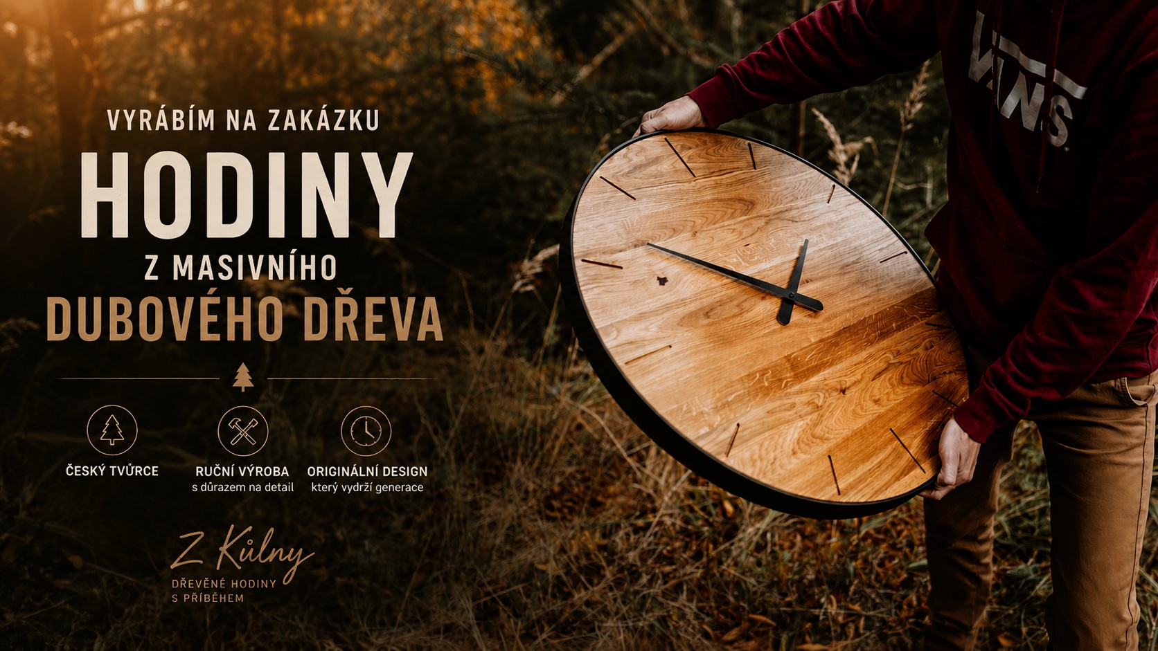 Hodiny z masivního dřeva