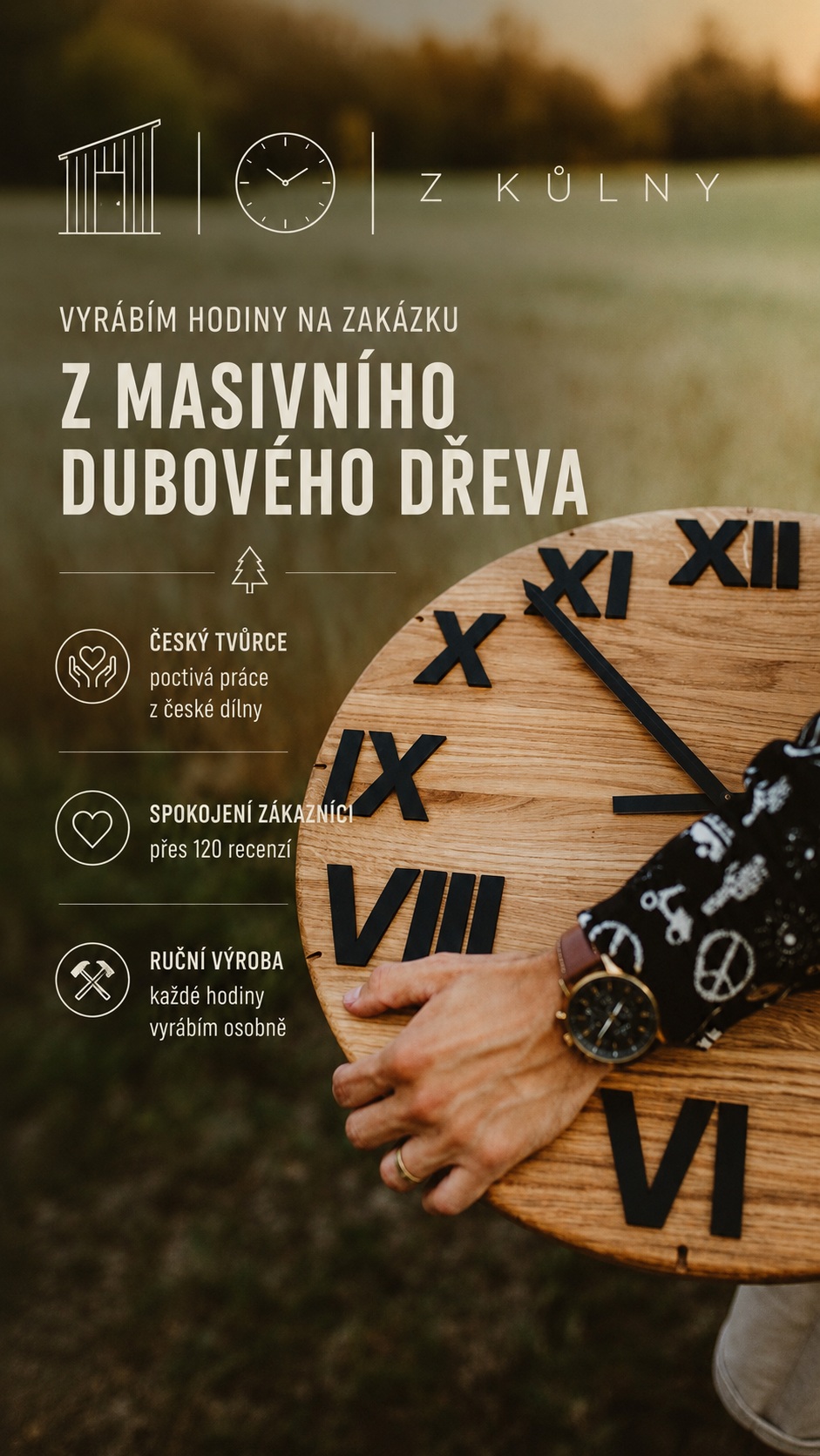 Hodiny z masivního dřeva