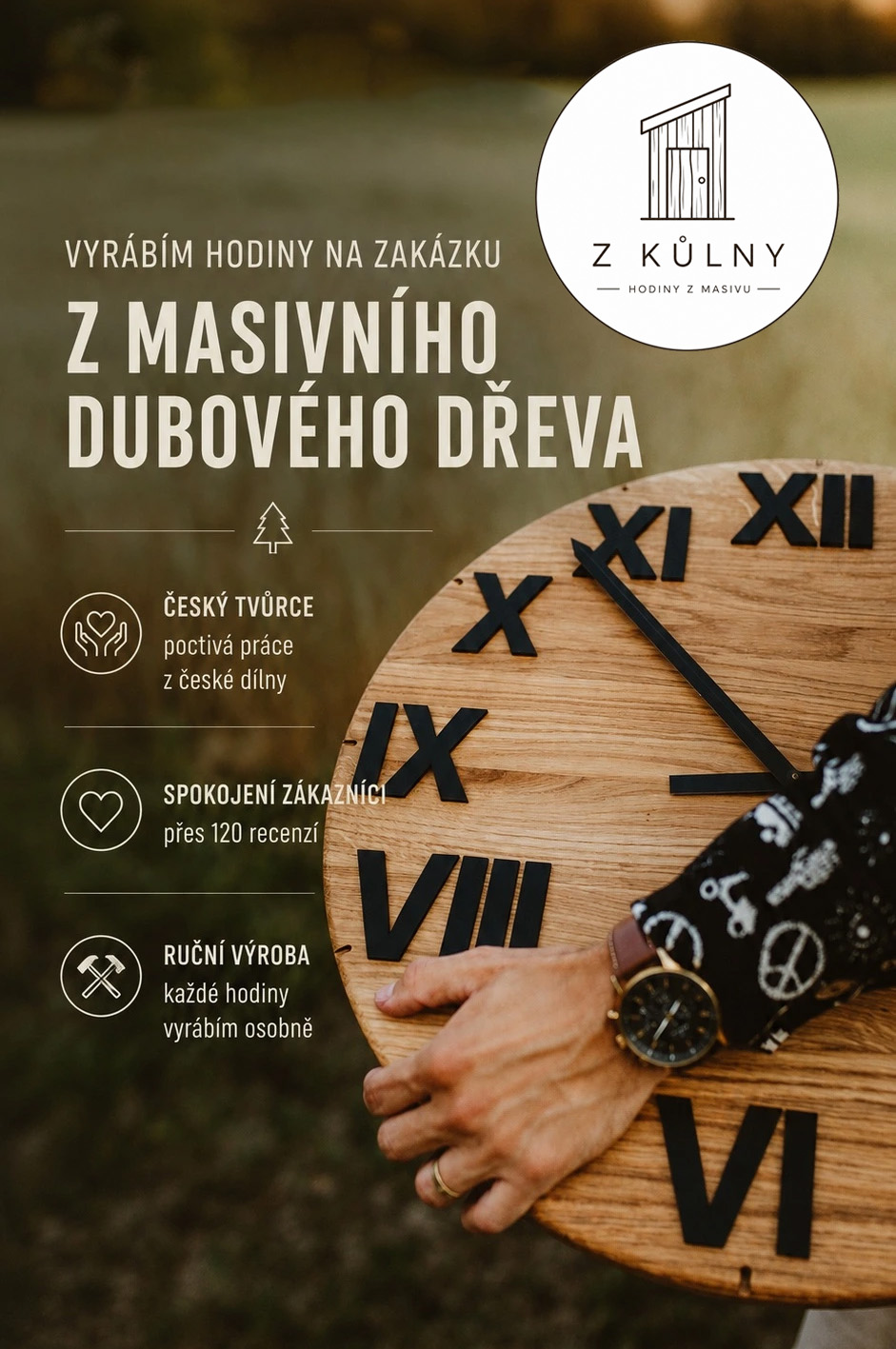 Hodiny z masivního dřeva