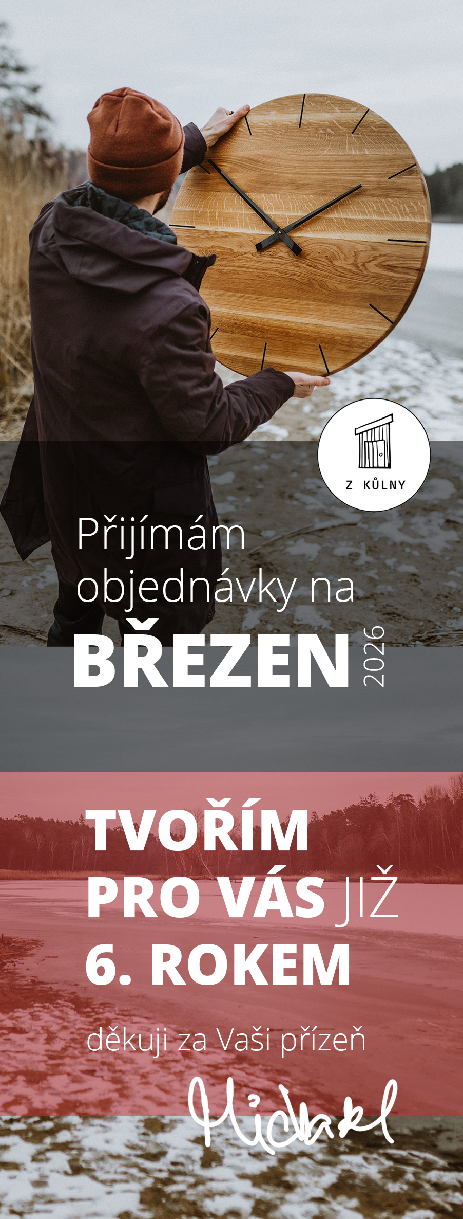 Hodiny z masivního dřeva