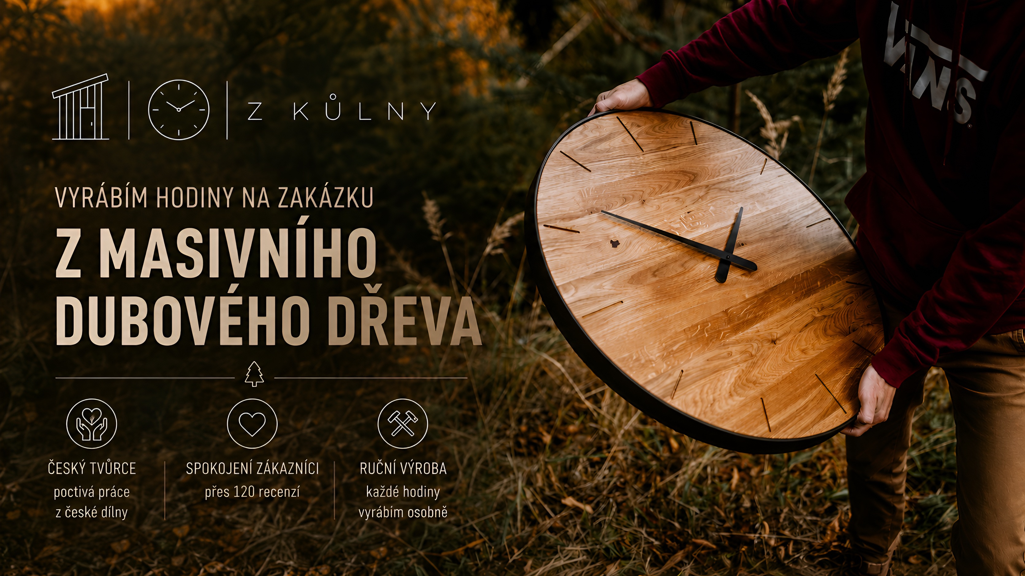Hodiny z masivního dřeva