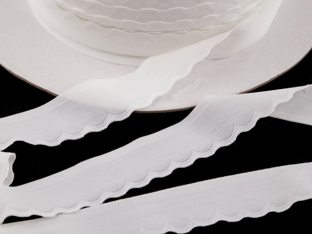 Pruženka jemná lemovací zdobená šíře 25 mm (Balení 1 m, Varianta 1 Off White)