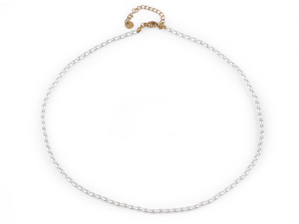 Perlový náhrdelník z korálků ve tvaru rýže (Balení 1 ks, Varianta 1 bílá)