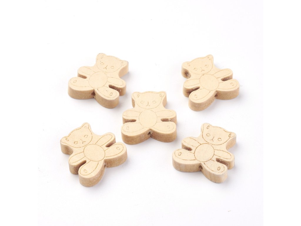 Dřevěné korálky MEDVÍDEK 24mm (10ks)