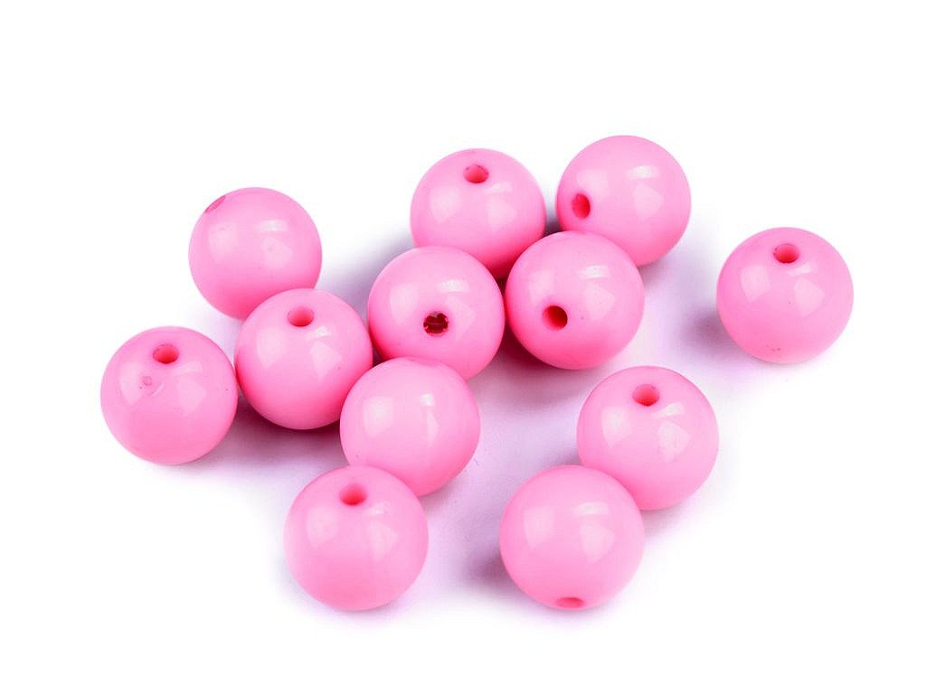 Plastové korálky Color Ø12 mm (Balení 25 ks, Varianta 2 (S003) růžová sv.)