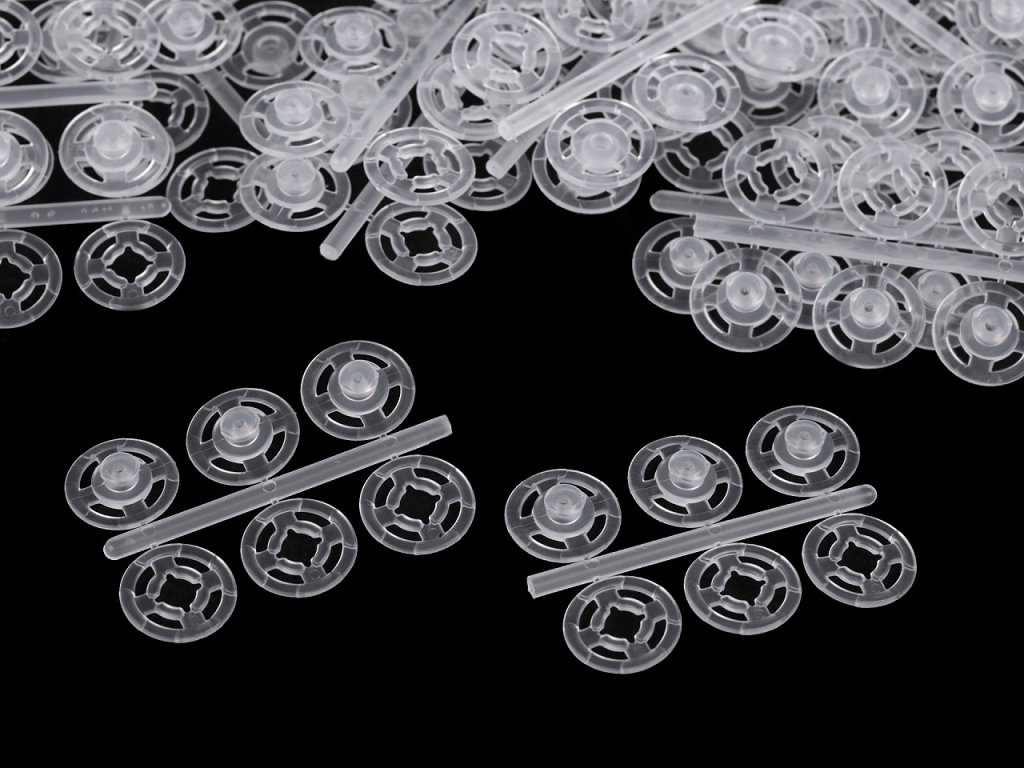 Plastové patentky / stiskací knoflíky Ø7-15 mm (Balení 50 svaz., Varianta 10 mm transparent)
