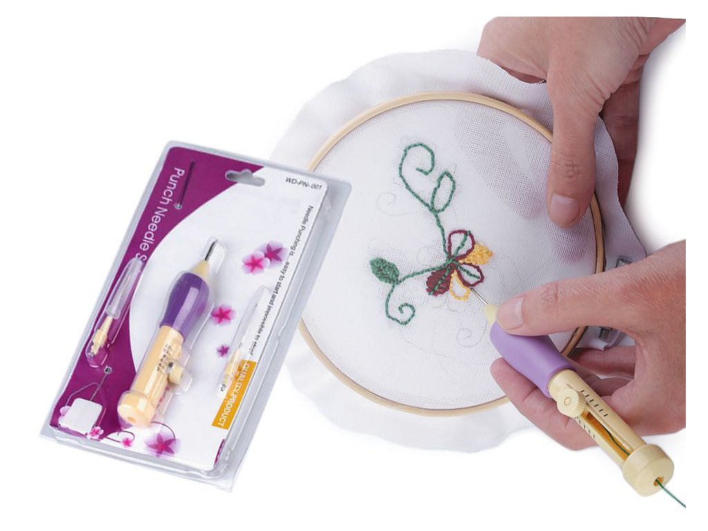 Dutá jehla / vyšívací pero - sada na vyšívání (Balení 1 sada, Varianta 1 bílo-modrá)