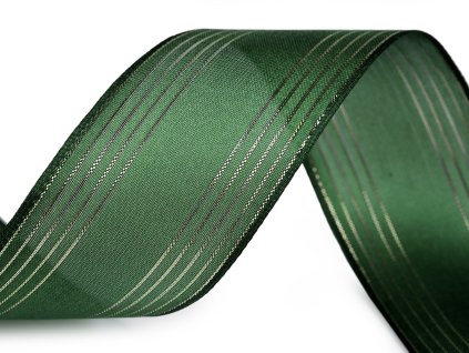 Stuha s lurexem šíře 40 mm (Balení 25 m, Varianta 1 (315) zelená zlatá)