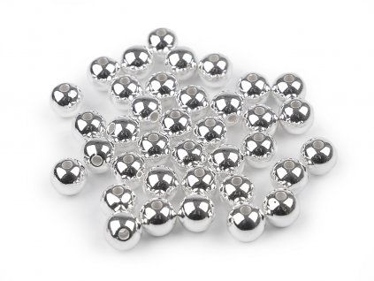 Plastové voskové korálky / perly Glance Metalic Ø10 mm (Balení 20 g, Varianta 1 stříbrná)