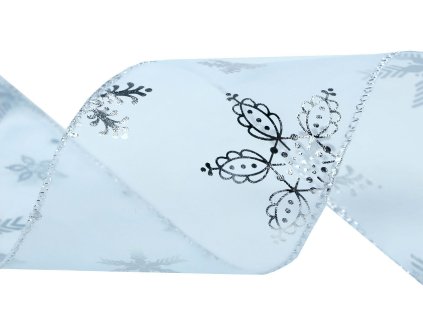 Vánoční organzová stuha metalické vločky šíře 60 mm (Balení 1 m, Varianta 1 růžová sv.)