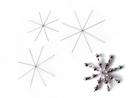 Vánoční hvězda / vločka drátěný základ na korálkování Ø10,5 cm, 12,5 cm, 13,5 cm (Balení 2 ks, Varianta 1 (Ø10,5 cm) platina)