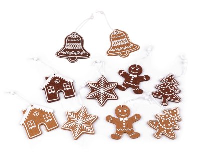 Vánoční perníčky k zavěšení filc (Balení 4 ks, Varianta 1 hnědá přírodní hvězda)