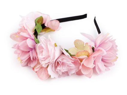 Čelenka do vlasů s květy (Balení 1 ks, Varianta 1 pudrová)