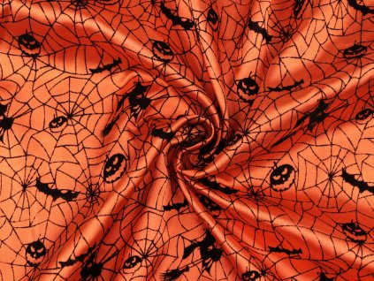 Dekorační satén Halloween / čarodějnice (Balení 1 m, Varianta 1 bílá)