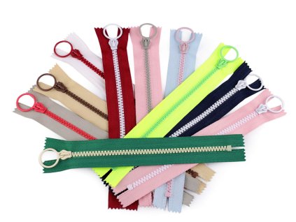 Kostěný zip barevný No 5 délka 20 cm s ozdobným jezdcem (Balení 1 ks, Varianta 2 béžová sytá hnědá)