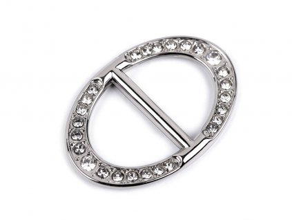 Designová spona s broušenými kamínky průvlek 19 mm (Balení 1 ks, Varianta crystal nikl)