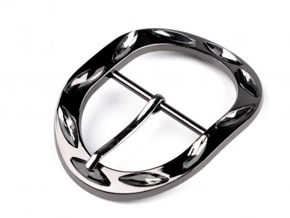 Designová kovová spona / přezka s broušenými kamínky na opasky, průvlek 36 mm (Balení 2 ks, Varianta nikl černý)