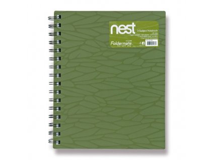 Spirálový blok FolderMate Nest A5, linkovaný, 120 listů, výběr barev olivově zelený