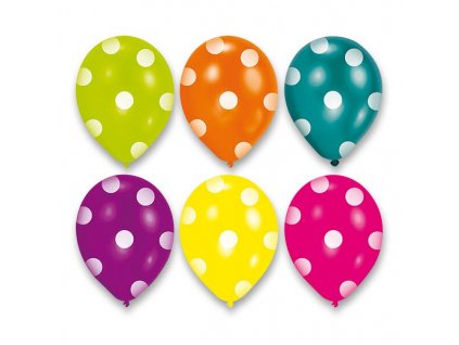 Nafukovací balónky Dots 6 ks, mix barev