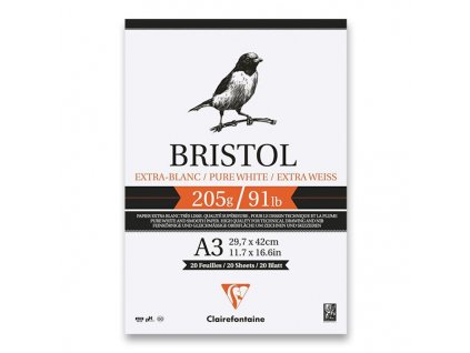 Blok Clairefontaine Bristol A3, 20 listů, 205 g