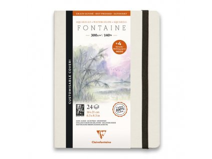 Akvarelové album Clairefontaine Fontaine Hot Pressed 21 x 16 cm, 24 listů, 300 g