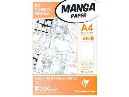 Blok Clairefontaine Manga BD Comic squares A4, 40 listů, 200 g