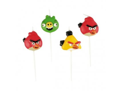 Dortové svíčky Angry Birds, mix motivů 4 ks