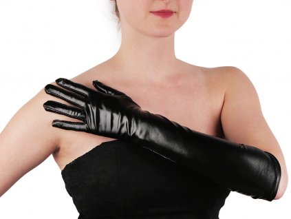 Dlouhé společenské rukavice imitace latexu (Balení 1 pár, Varianta černá)