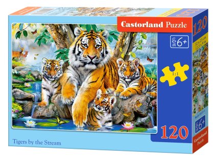 22185 2 puzzle castorland 120 dilku tygri u reky