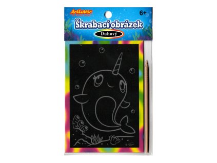 21669 1 skrabaci obrazek duhovy narval cena za kus v boxu 36 ks