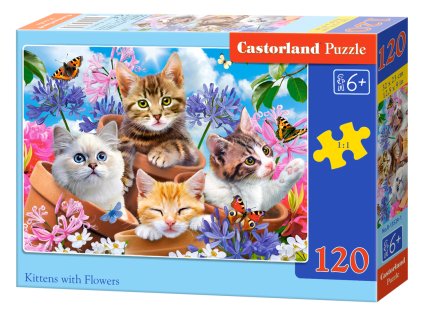 23346 2 puzzle castorland 120 dilku kotatka s kvetinami