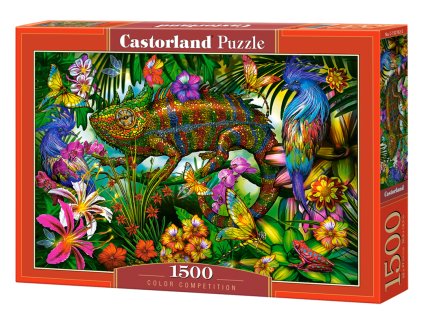 26223 1 puzzle castorland 1500 dilku soutez barev zeleny chameleon