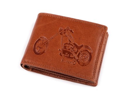 Pánská peněženka kožená pro myslivce, rybáře, motorkáře 9,5x12 cm (Balení 1 ks, Varianta 27 hnědá křídlo)