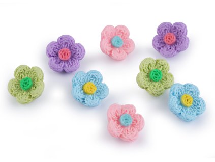 Knoflík 3D květ imitace háčkování velikost 28" (Balení 5 ks, Varianta 1 růžová sv.)